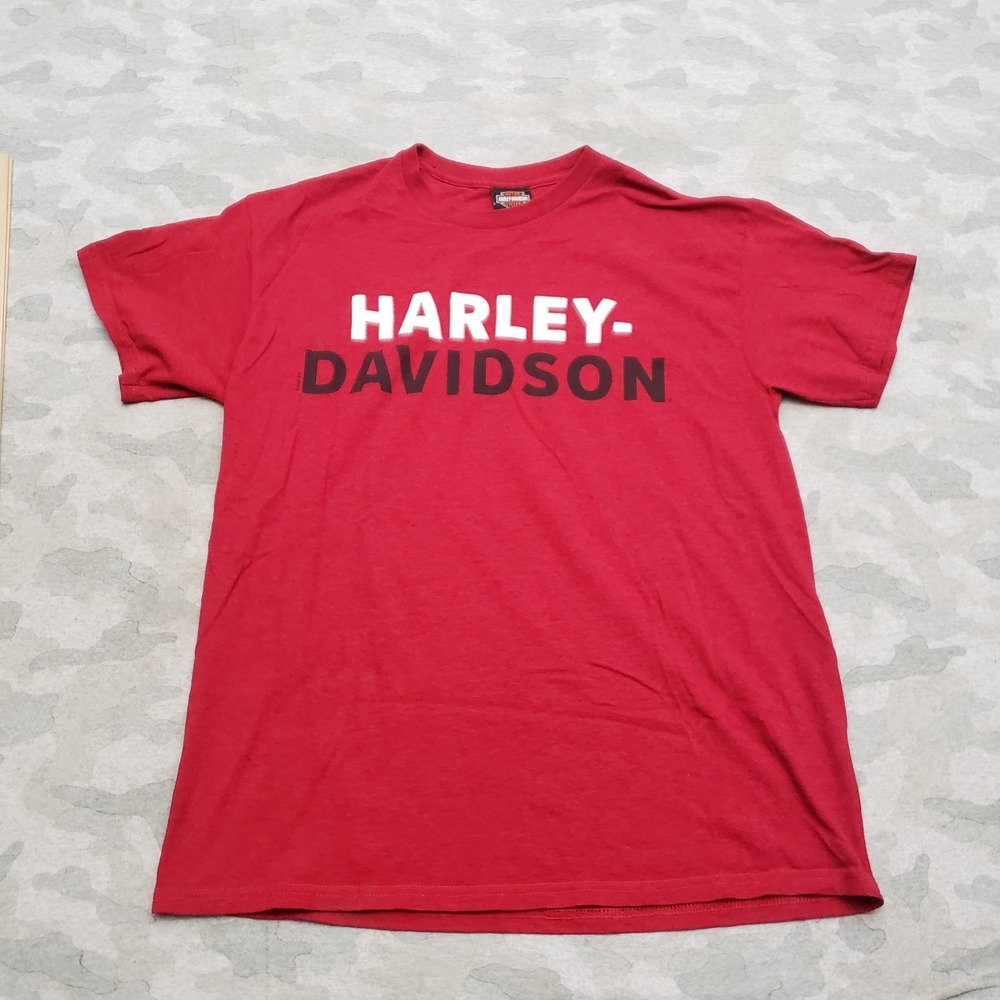 Harley Davidson Shirt Mens Large Red Short Sleeve Motorcycle Bike Outdoors